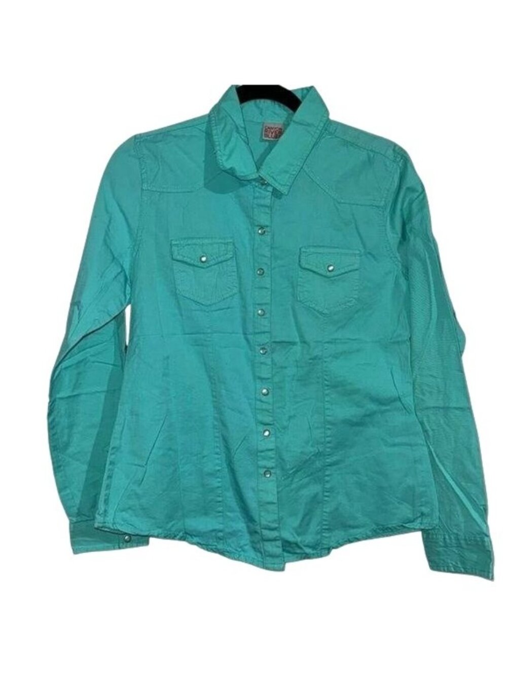 Canyon River Blues Womens Turquoise Snap Button Cotton Shirt With Chest Pockets